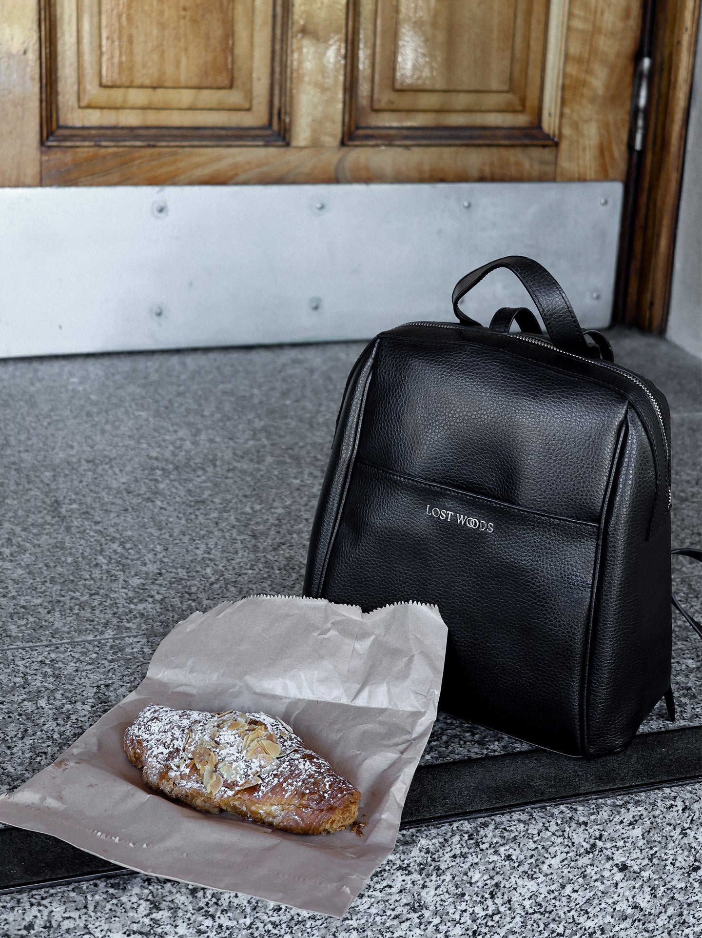 Hazel Slouch Backpack in Black & Silver