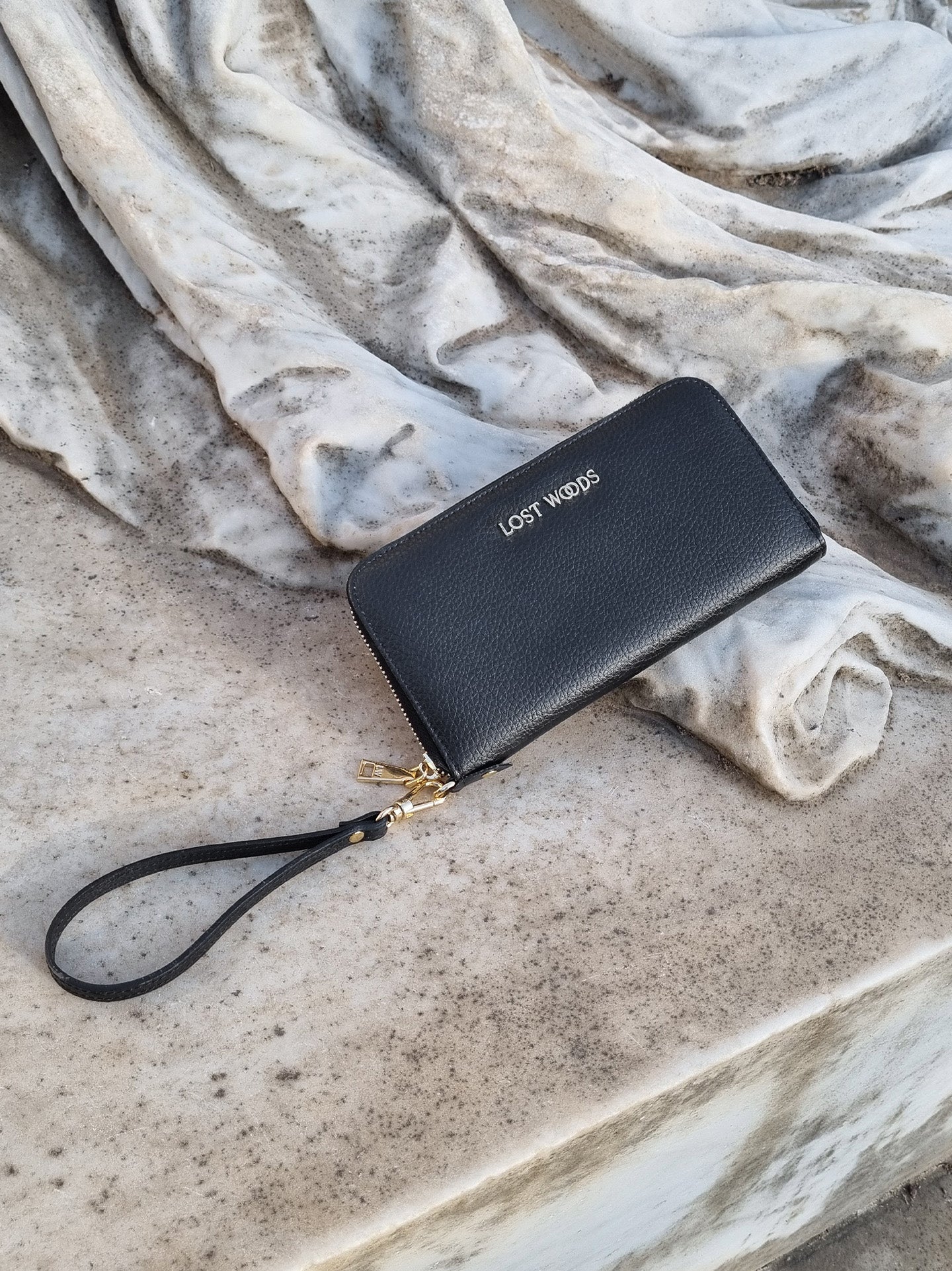 Clementine Wallet - Black MIRUM® & Gold Hardware