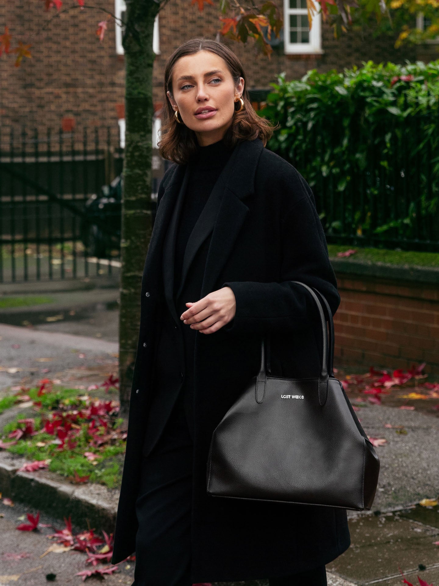 Fleur Tote Bag in Black & Silver