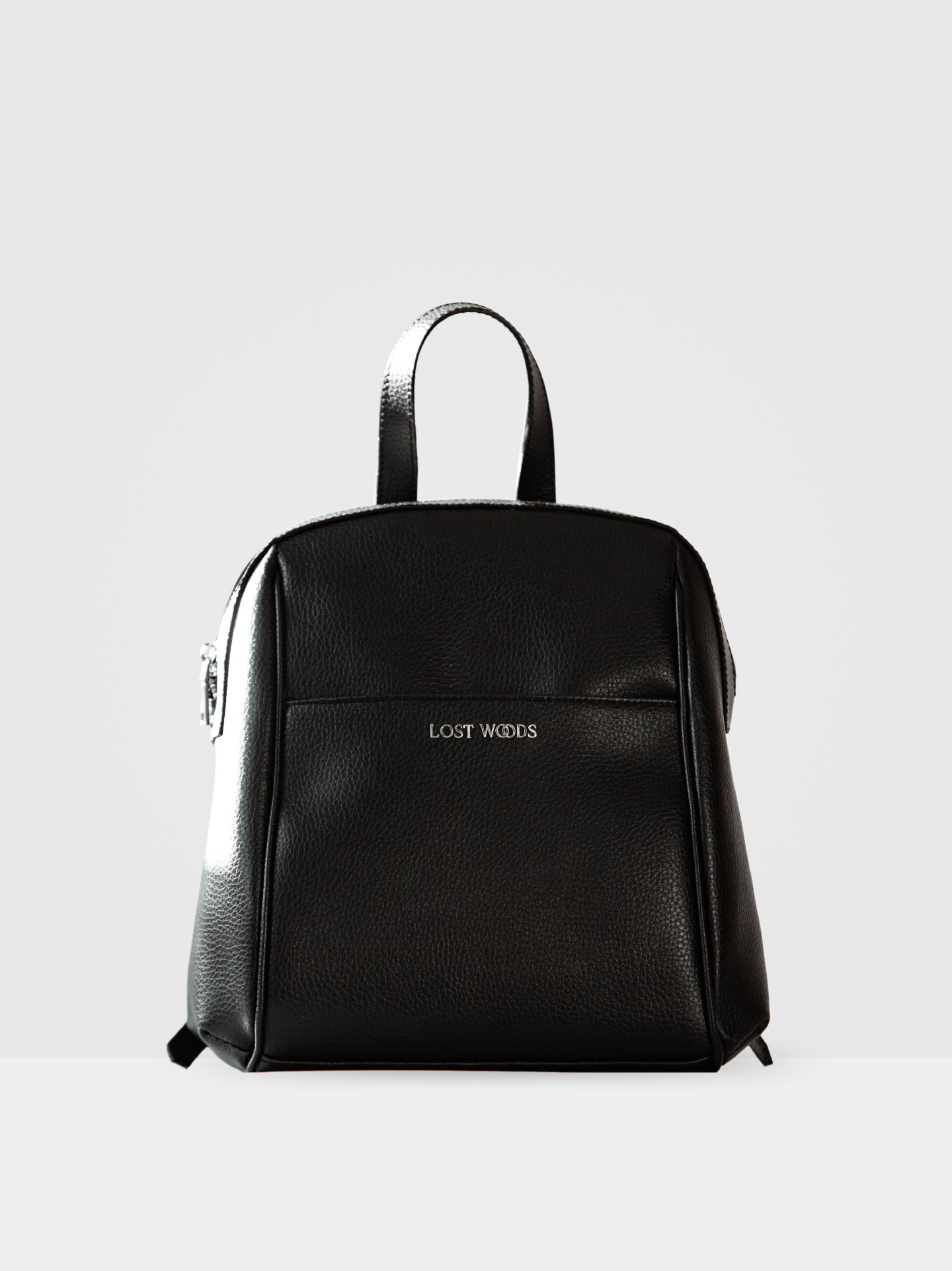 black vegan leather mini backpack Hazel Backpack | Black and Silver