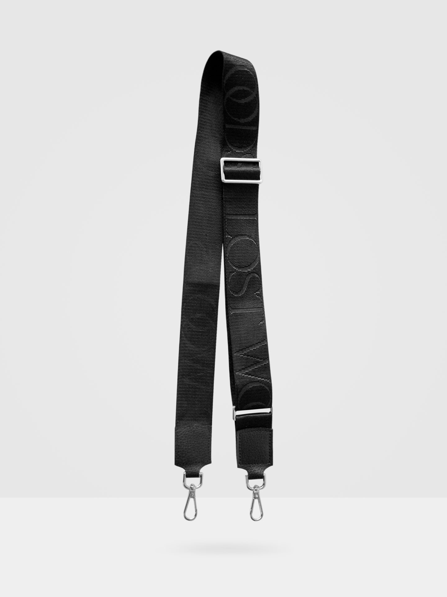 Thick Bag Strap - Black Recycled Polyester & Silver Hardware