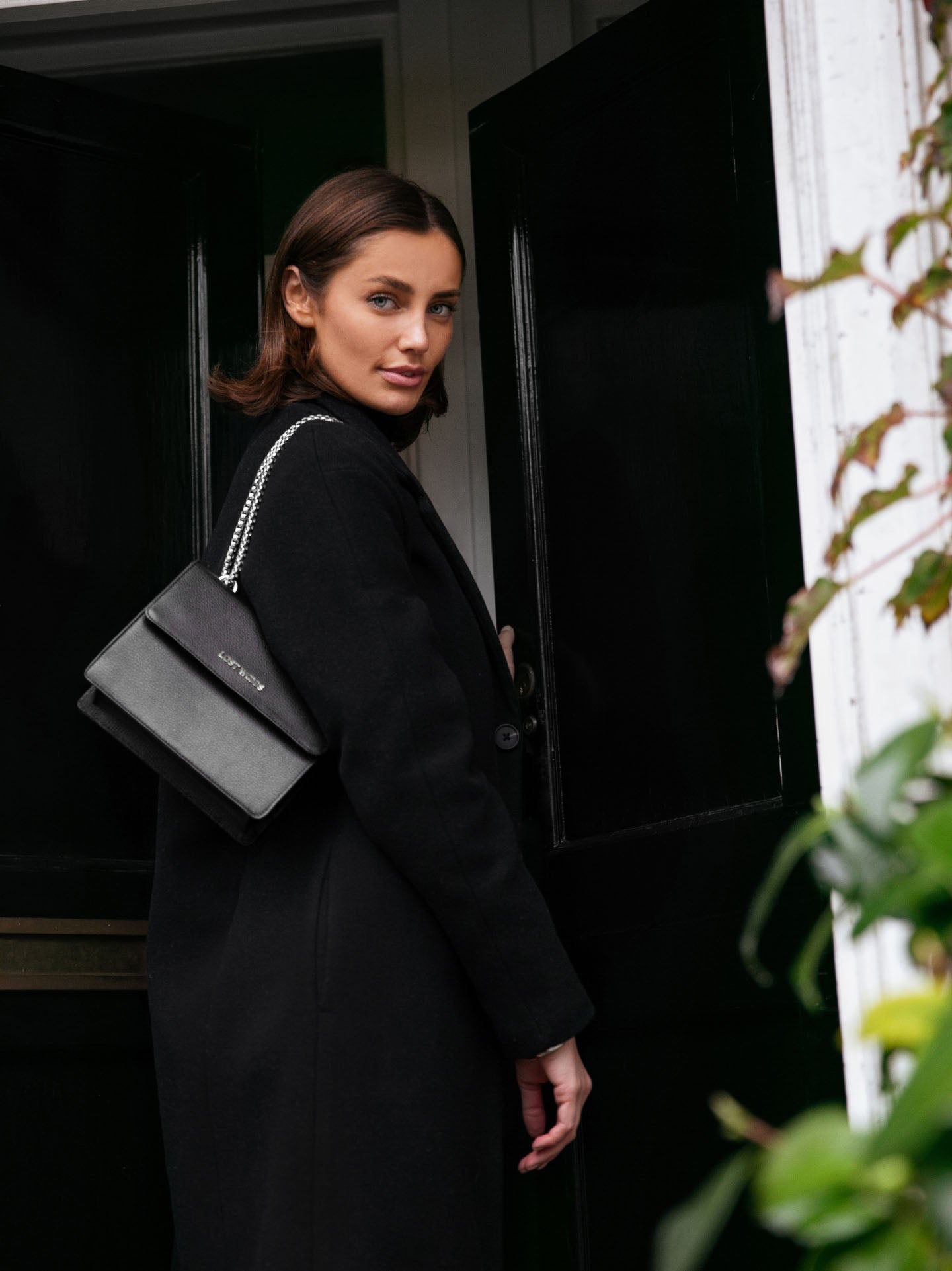 Willow Chain Bag in Black & Silver