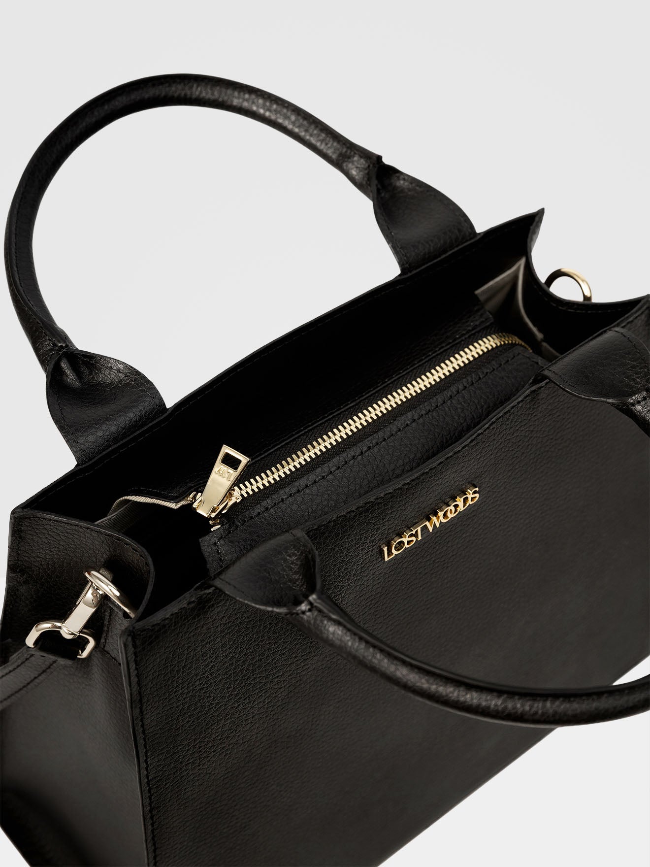 Ebony Structured Tote Bag in Black & Gold