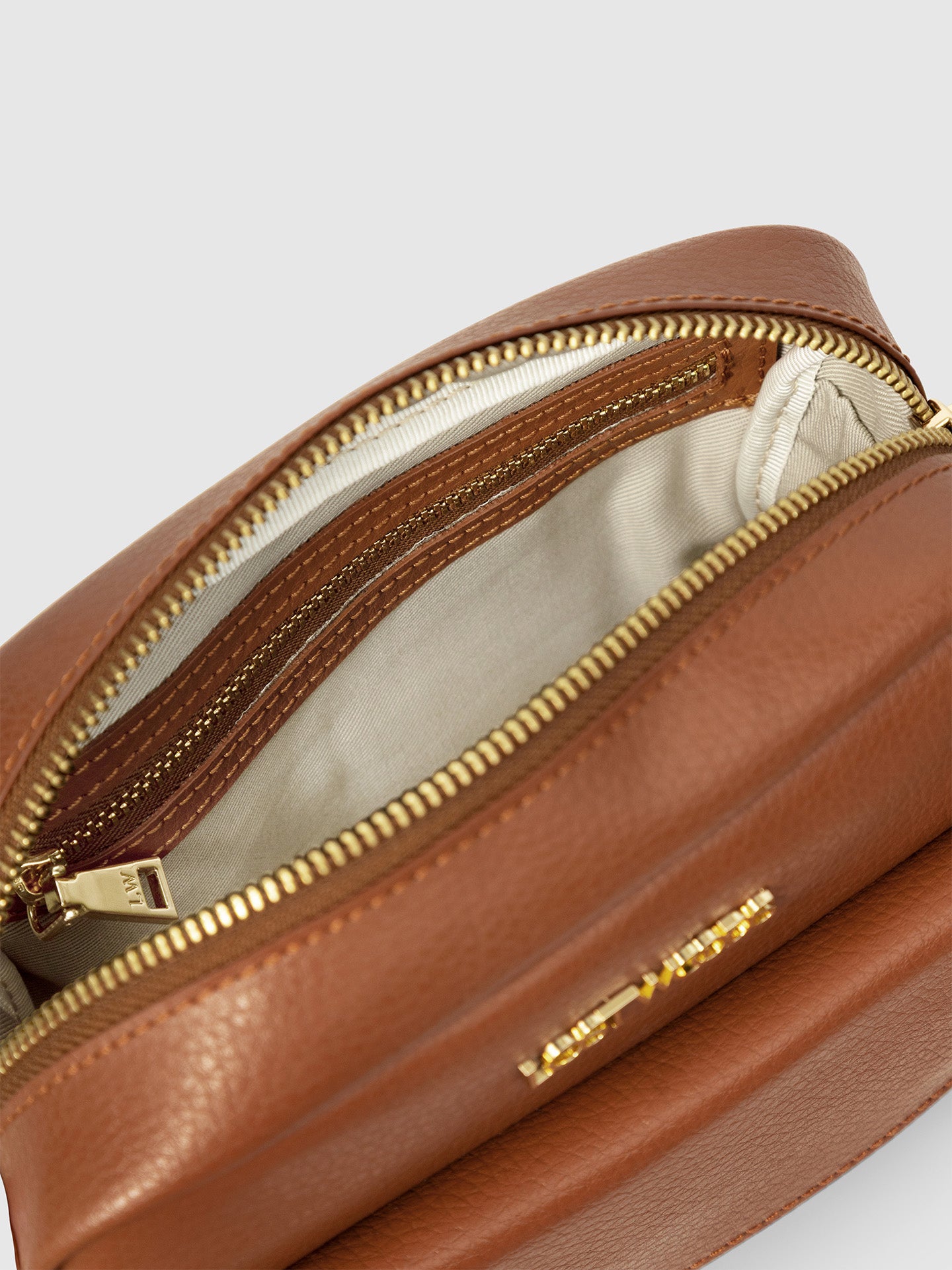 Aster Crossbody Bag in Tan & Gold