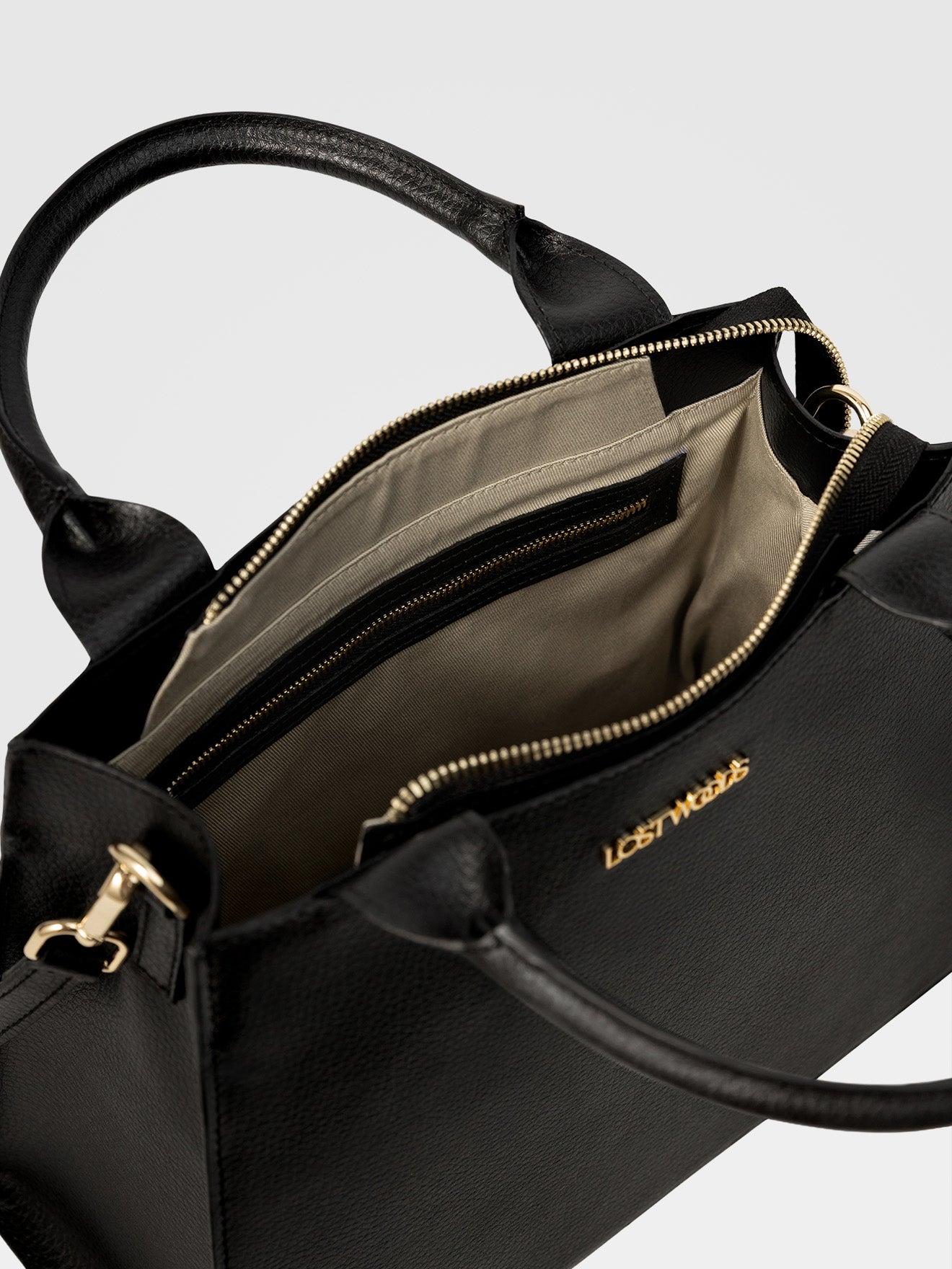 Ebony Structured Tote Bag in Black & Gold