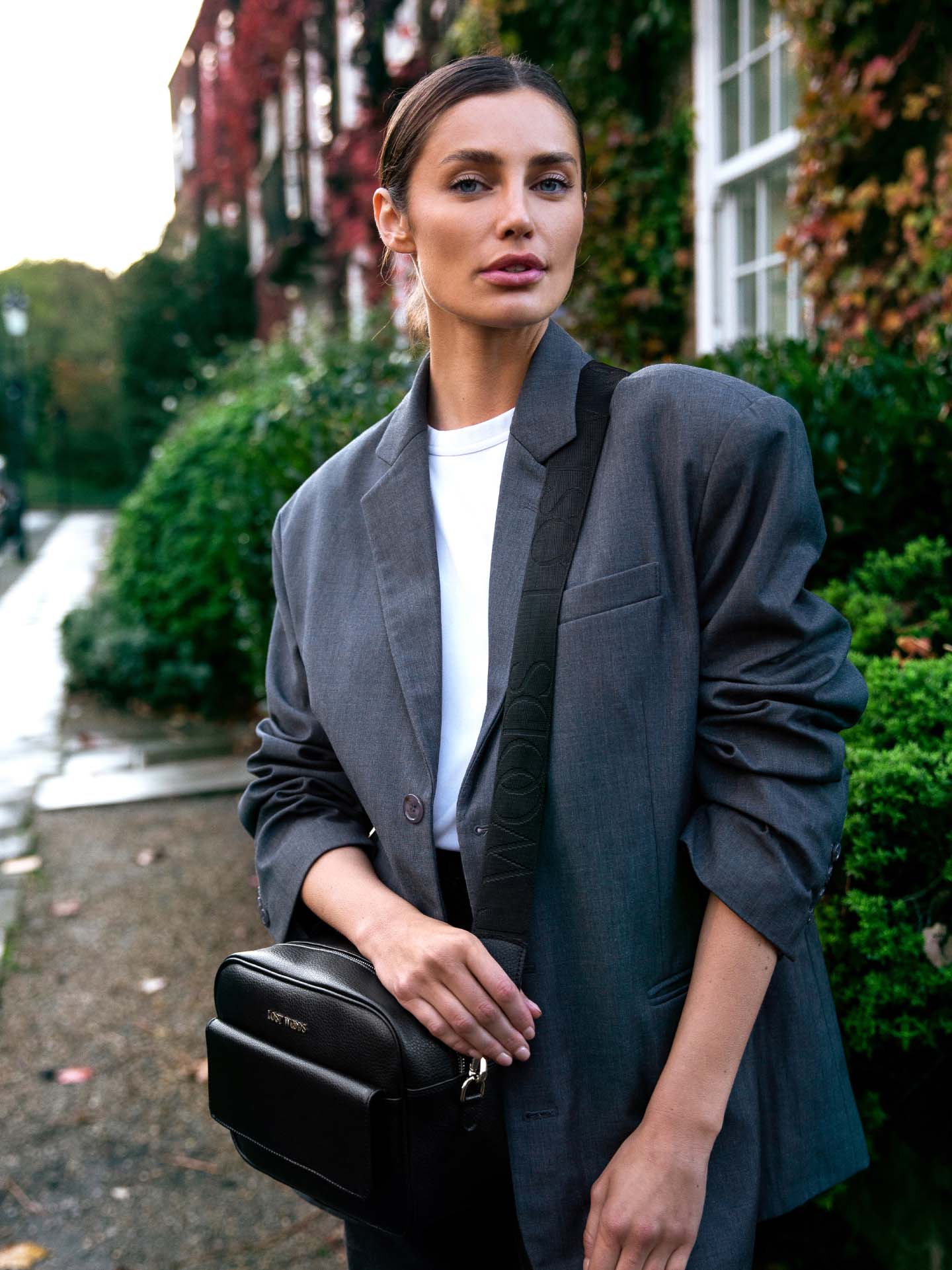 Black crossbody bag with wide strap Clearance