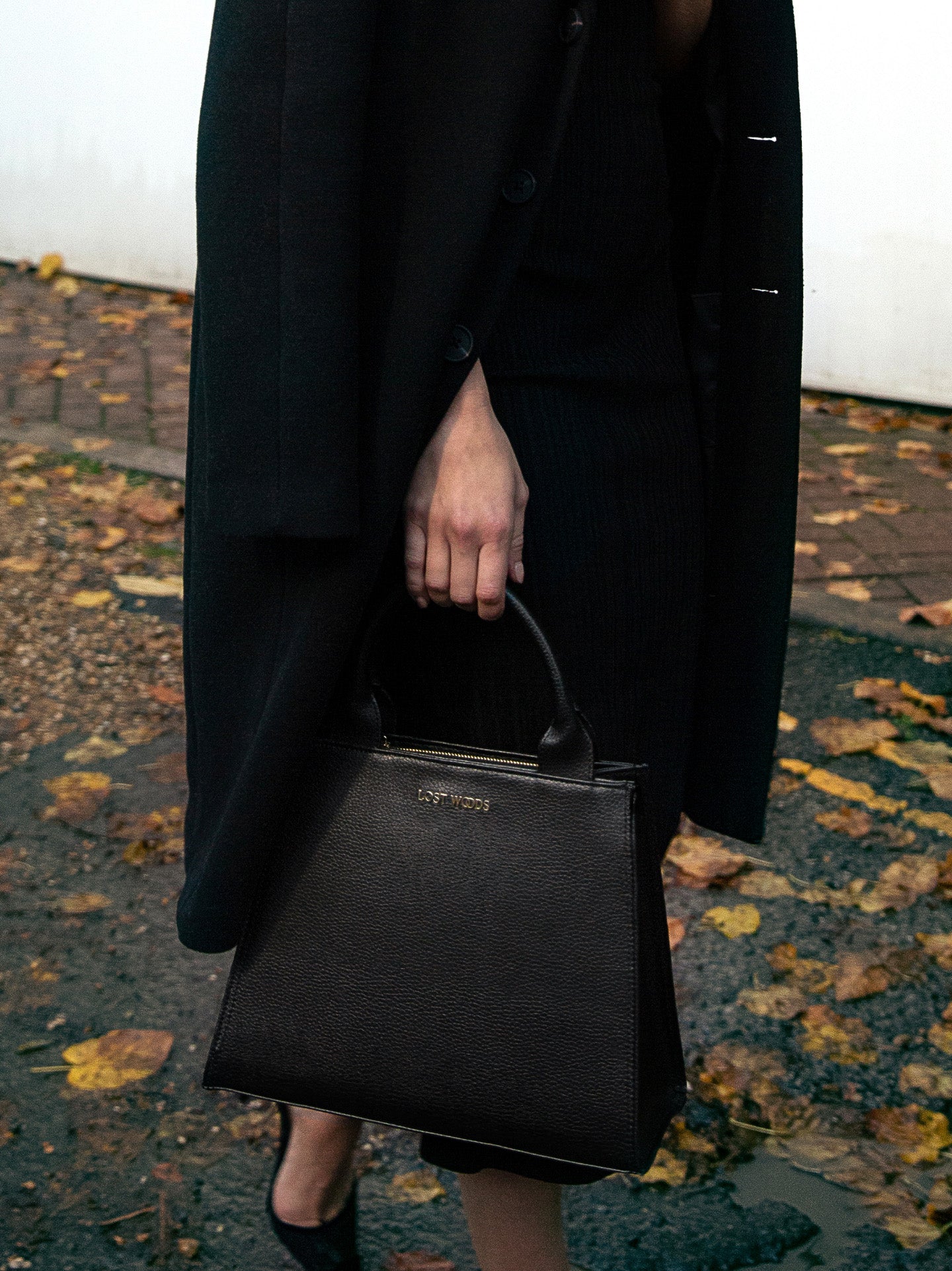 Ebony Structured Tote Bag in Black & Gold
