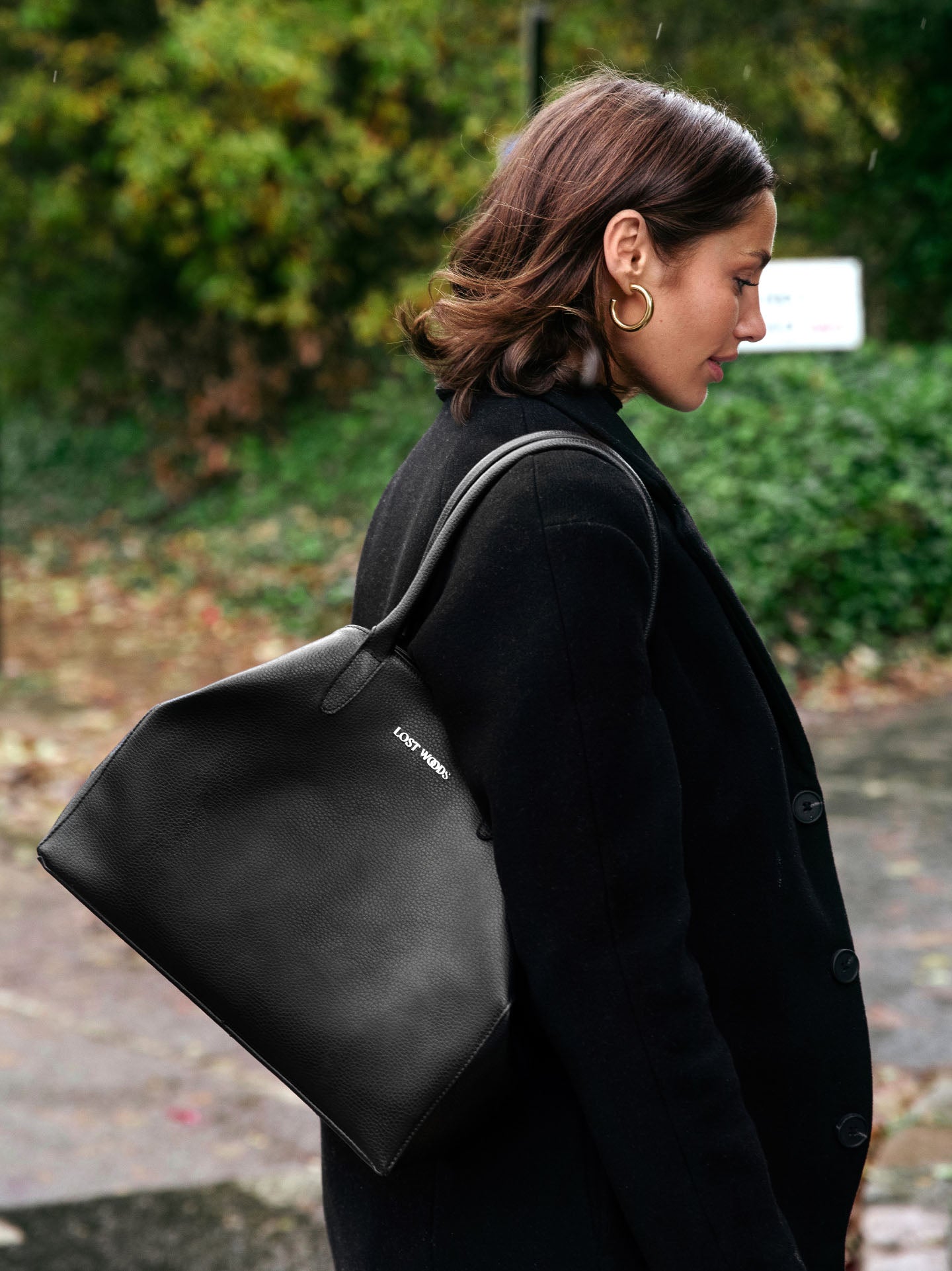 Fleur Slouch Tote Bag in Black & Silver