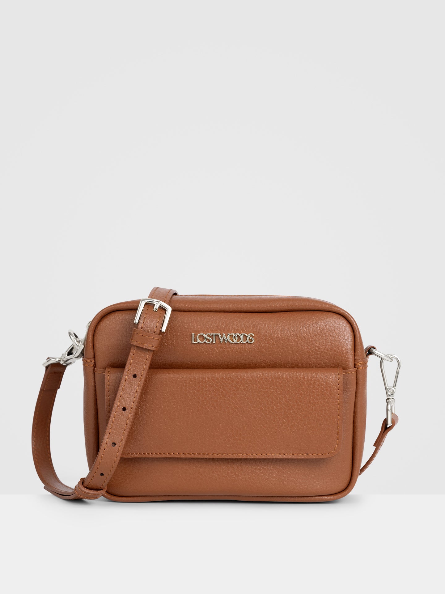 Aster Crossbody Bag in Tan & Silver