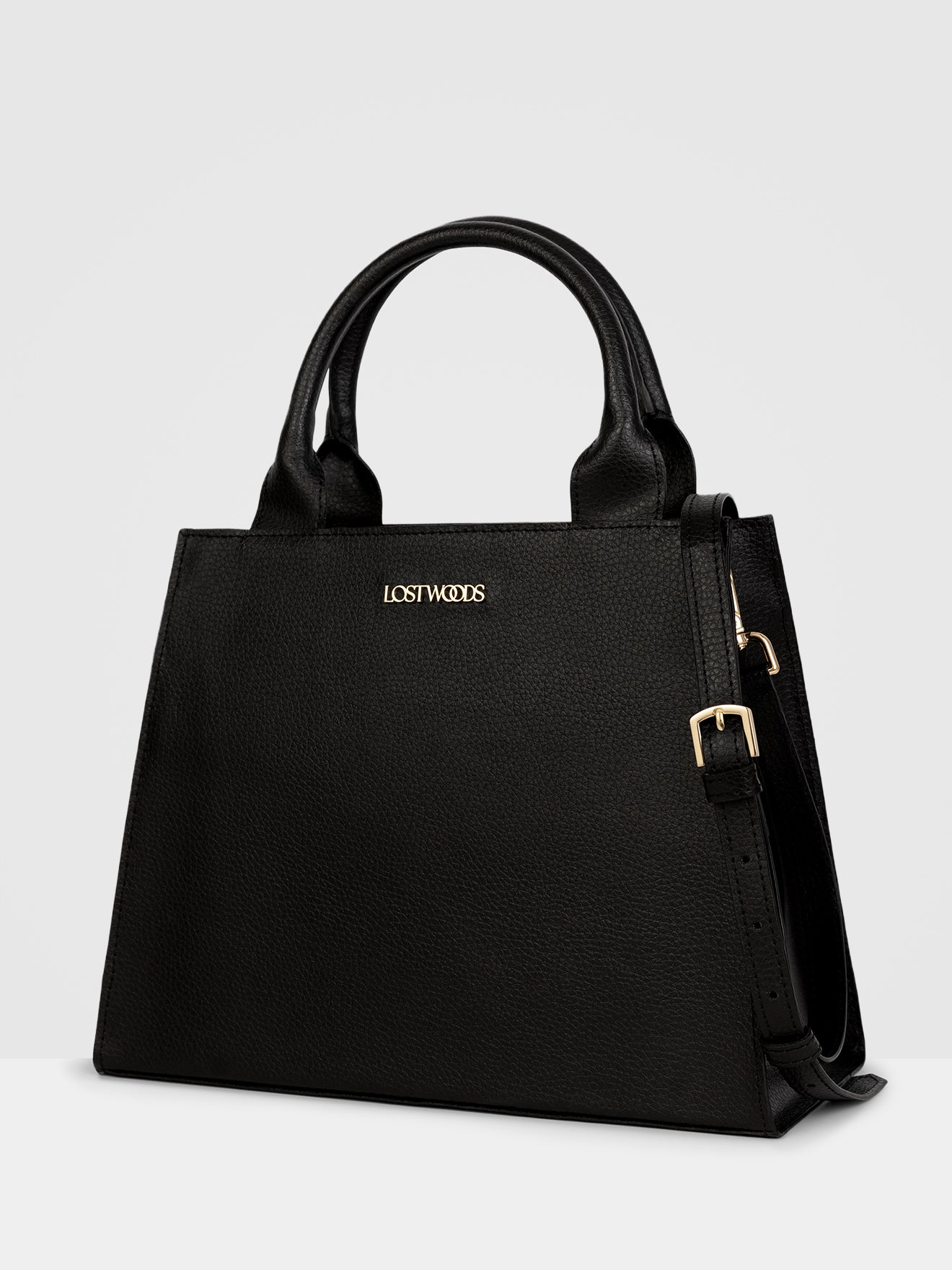 Ebony Structured Tote Bag in Black & Gold