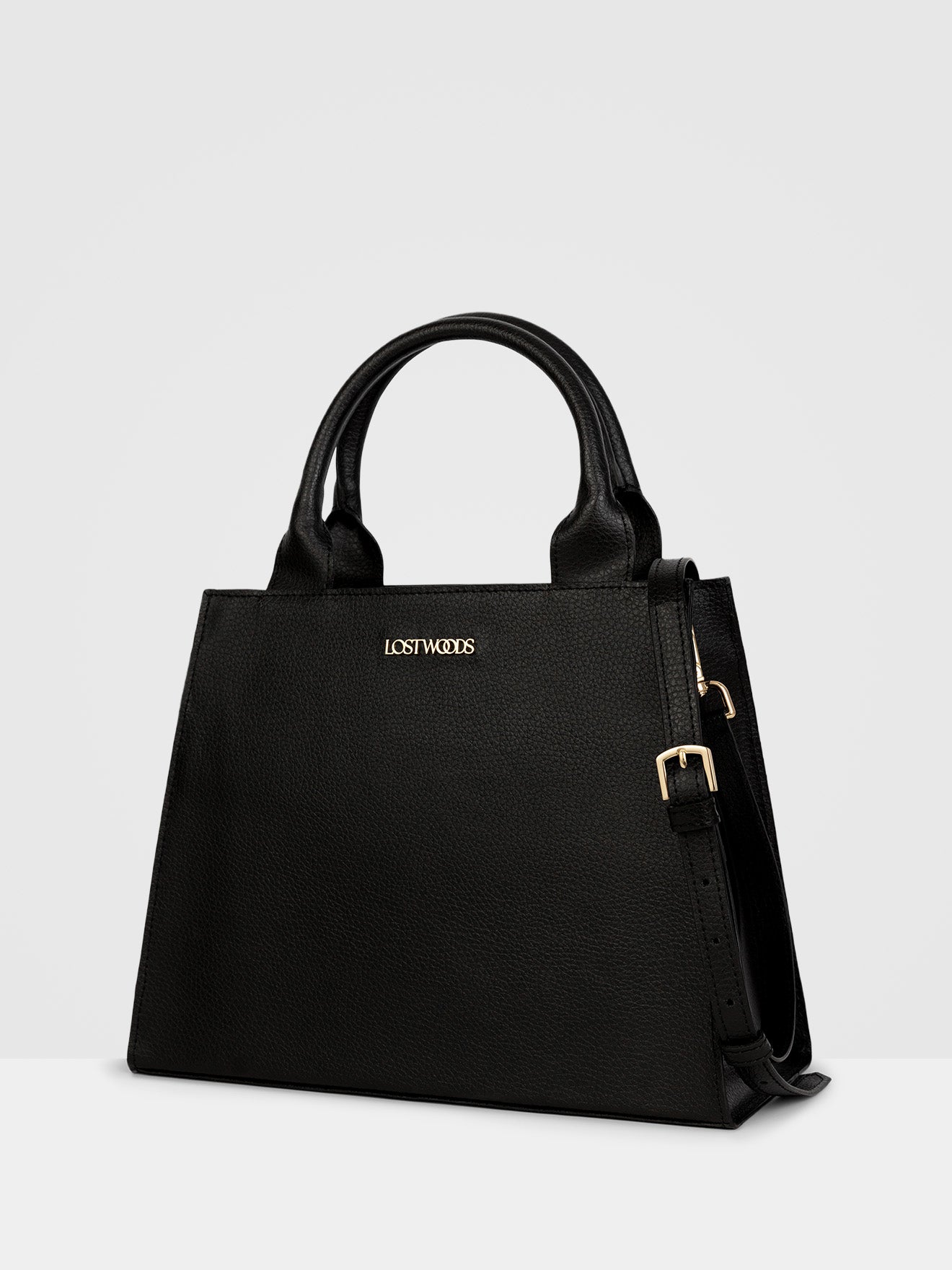 Ebony Structured Tote Bag in Black & Gold