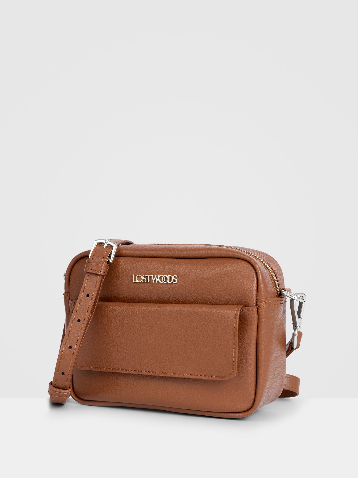 Aster Crossbody Bag in Tan & Silver