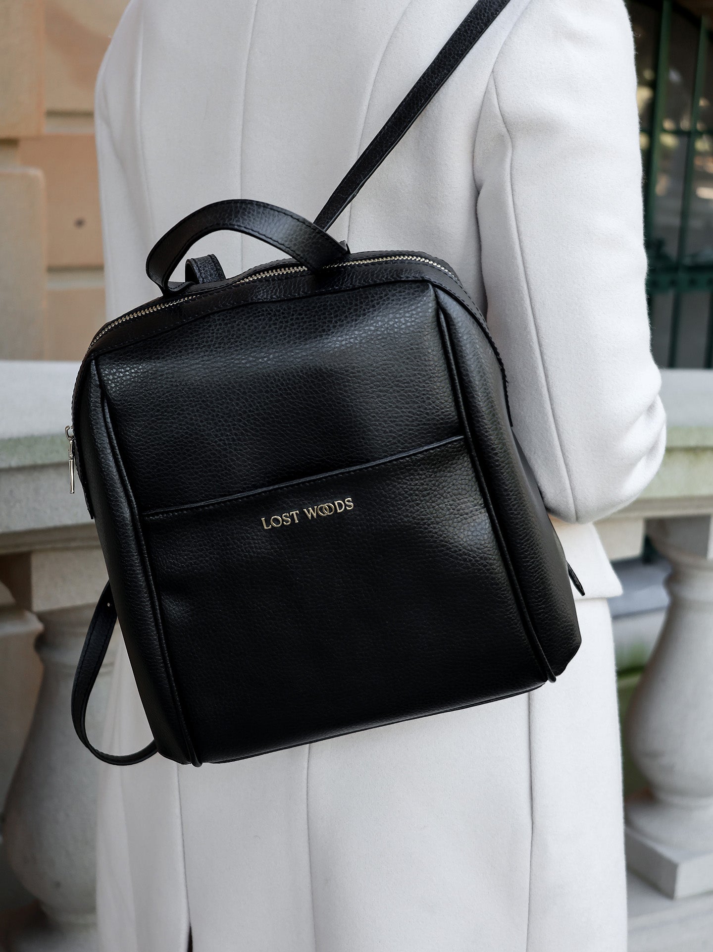Hazel Slouch Backpack in Black & Gold